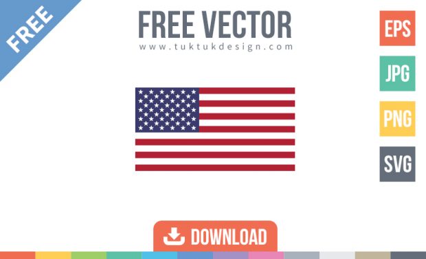 American Flag USA icon free vector image ~ TukTuk Design